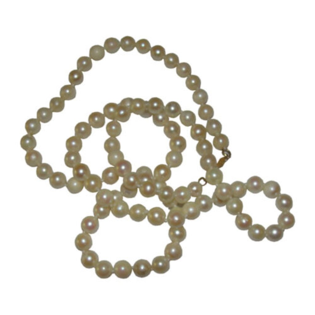 14 Kt Gold Creamy White Cultured Pearl Necklace
